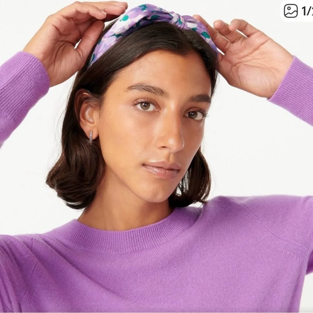 J. Crew NWT Satin Floral‎ Purple Headband, Tied On Top